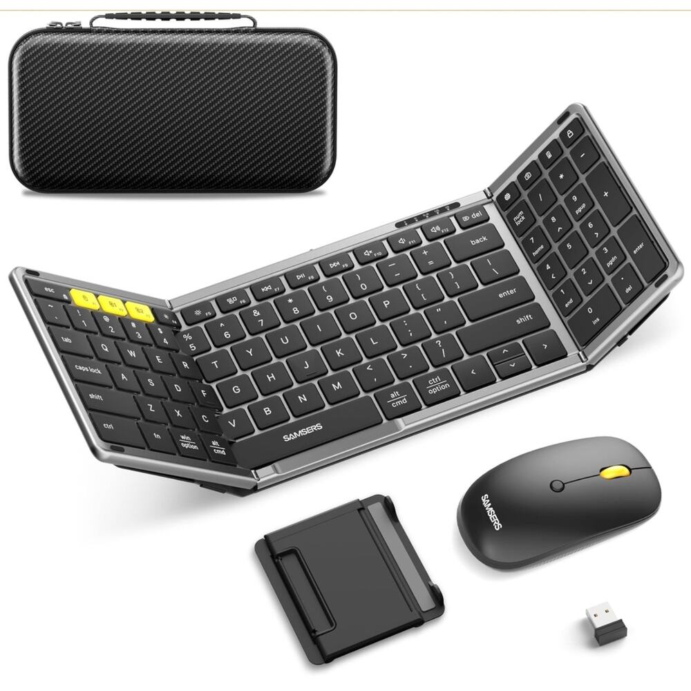 Samsers Foldable Bluetooth Keyboard & Mouse Combo USB-C Rechargeable Open Box